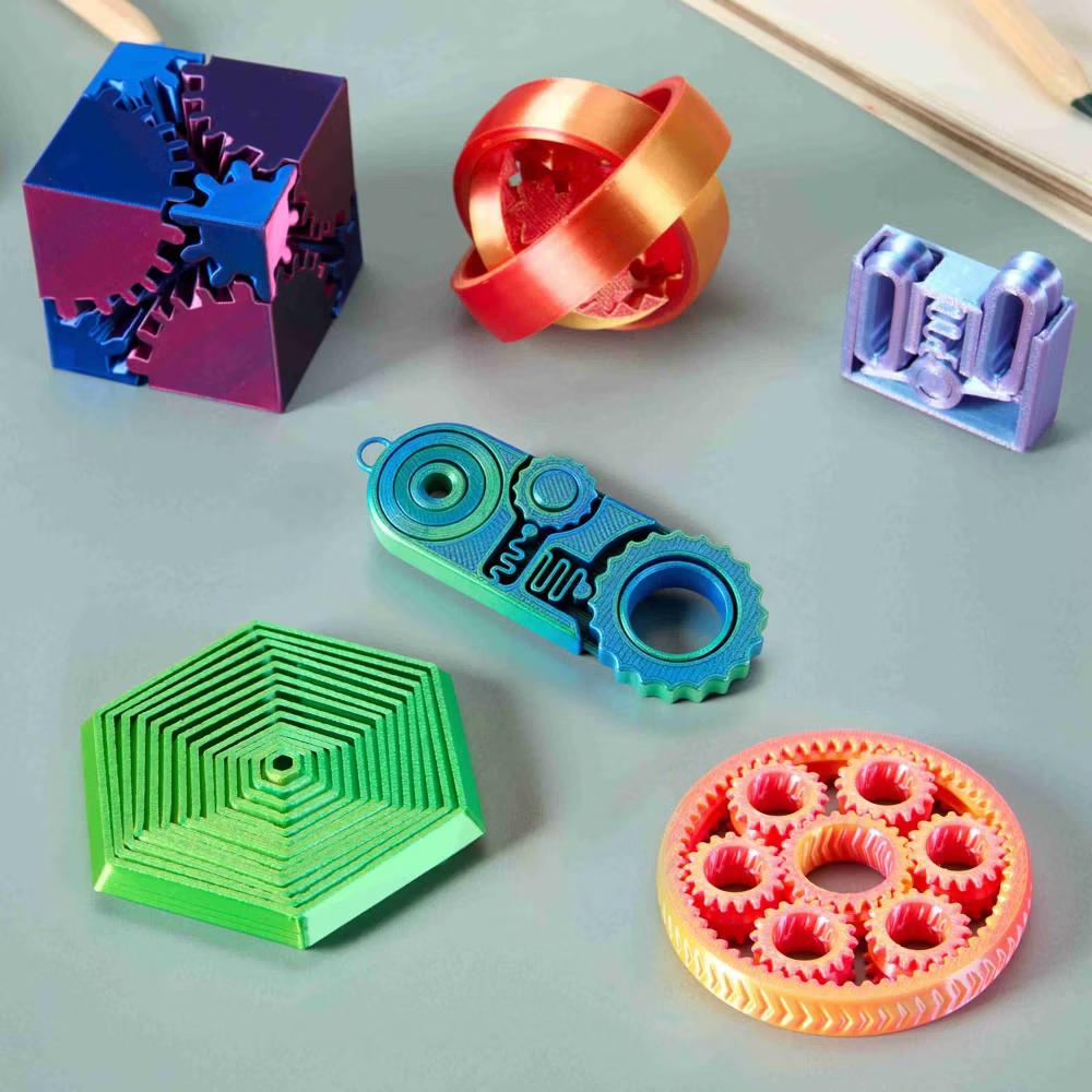 6PCS 3D Printed Fidget Toys Spin Fractal Click Gear Fidget Toy Metallic Color Favors ADHD, Autism, Kids&Adults, Party Favors Desktop Deco Gift - Image 6