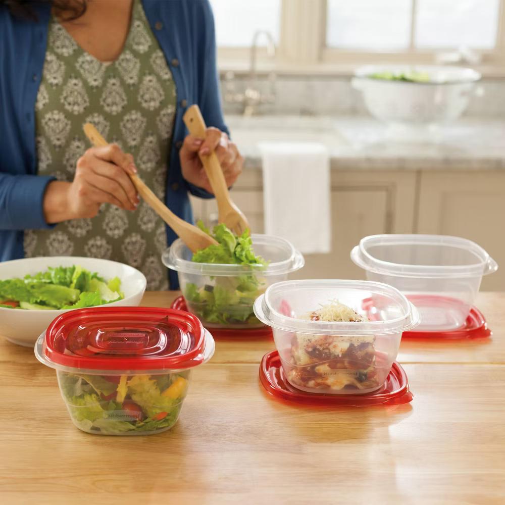 4pk 5.2c TakeAlongs Deep Square Food Storage Containers Ruby Red: Plastic Containers with Lids, Dishwasher-Safe - Image 2