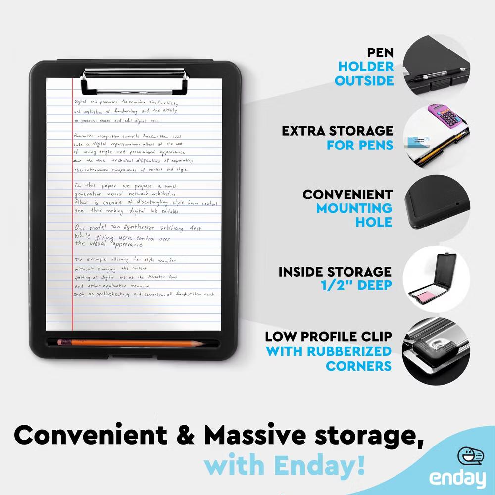 Clipboard with Storage, Letter Size Storage Clipboard with Compartments Case for Nurse Teachers Plastic Translucent Holds 100 Sheets - Image 7