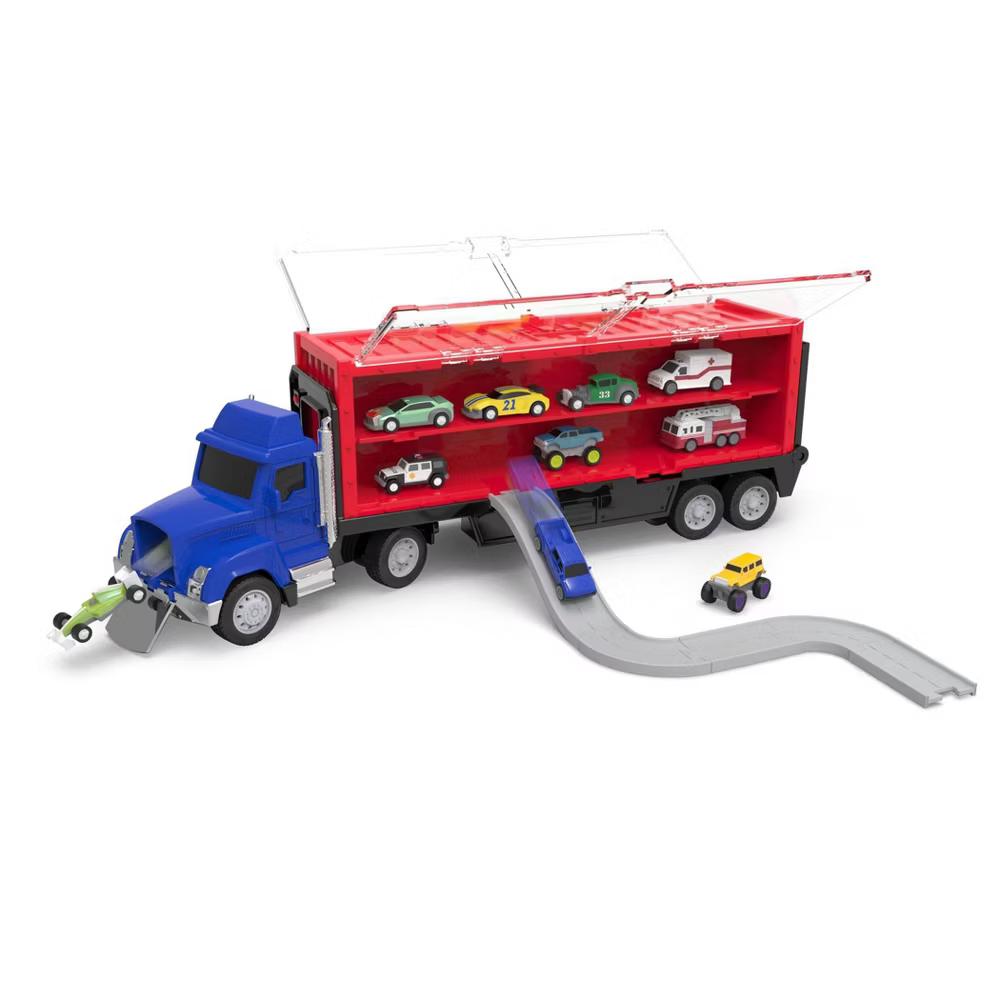 by Carrier Truck with 10 Pocket Size Cars Toy Semi Truck 13pc Playset - Image 5