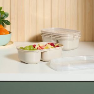 10pc (Set of 5) Divided Plastic Meal Prep Food Storage Container Set