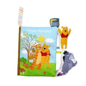 Baby Winnie the Pooh Deluxe Soft Book Happy Thoughts with Removable Characters Plush Toys - 3pc: Sensory Development, Lift-Up Flaps, BPA-Free