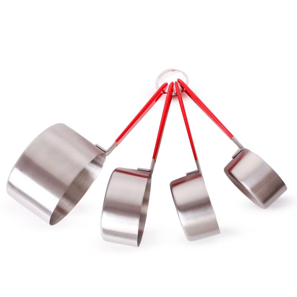 BergHOFF 4Pc Stainless Steel Measuring Cups, PP Cover Handles, Silver, Red - Image 4