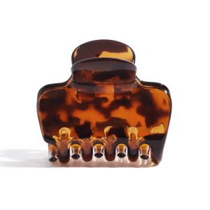 Recycled Plastic Medium Puffy Claw Clips - 2pc - Black/Tortoise: For All Hair Types, Hair Styling, Securing Hair