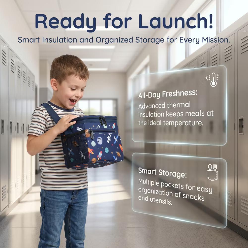Insulated Small Lunch Bag for Adult Kid, Leakproof Reusable Lunch Cooler Bag with Adjustable Shoulder Strap, Kids Portable Lunch Box - Image 51