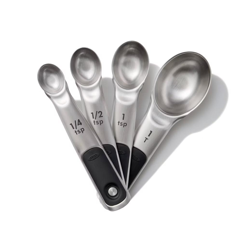 4pc Stainless Steel Magnetic Measuring Spoons Black: Nesting Design, Dishwasher-Safe, Includes Teaspoon & Tablespoon - Image 5