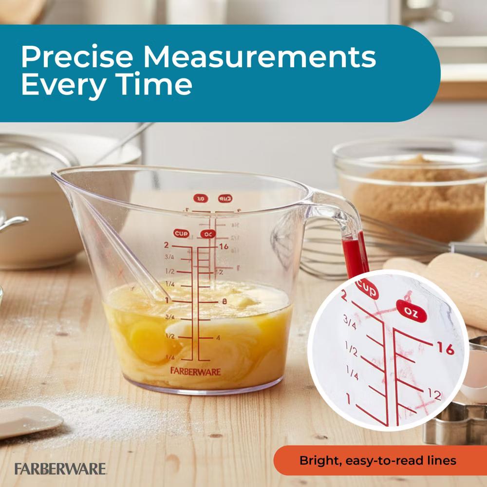 Farberware Pro Angled Measuring Cup - Clear Standard & Metric Markings - Ideal for Baking, Cooking, Liquid Measuring (Red) - Image 12