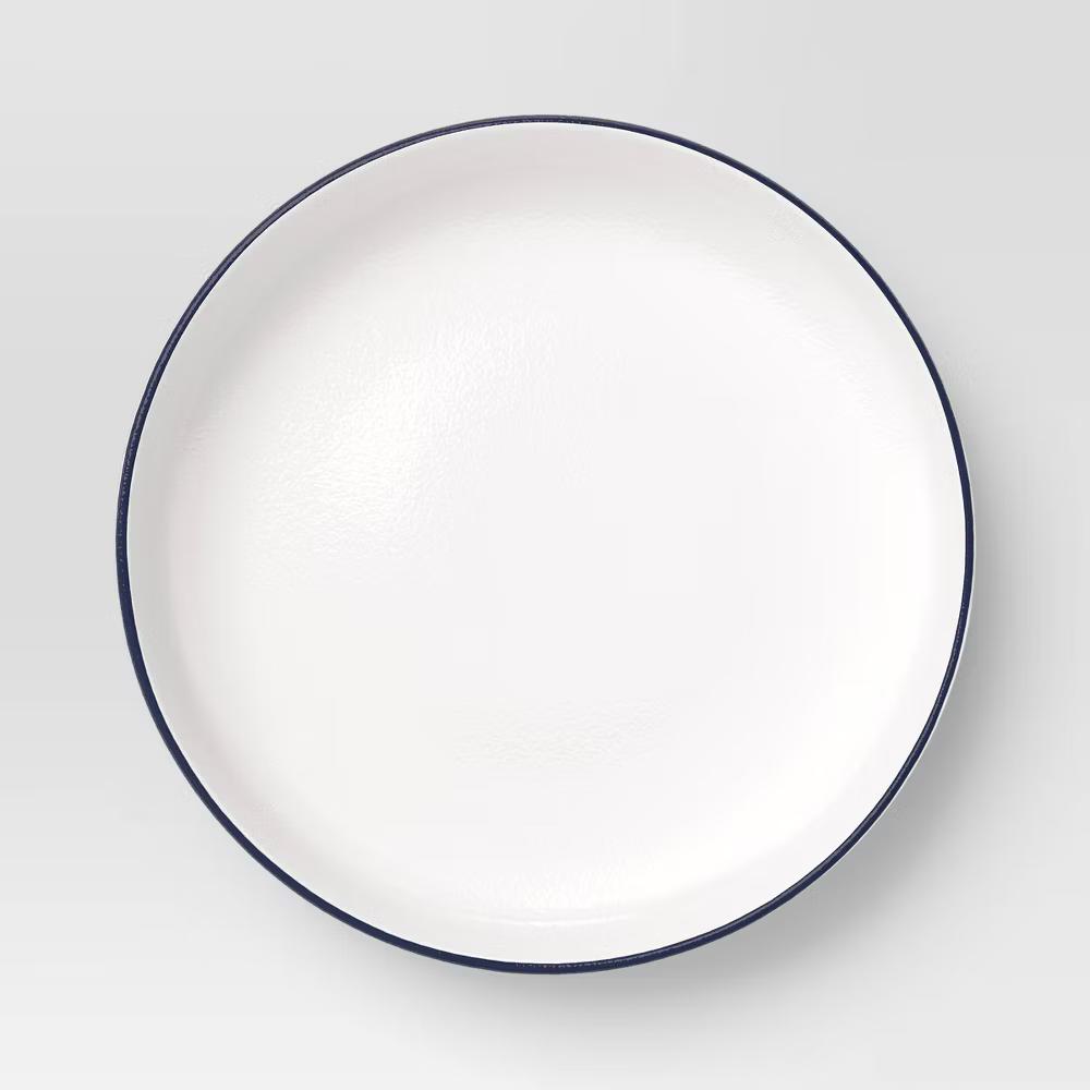 39.9oz Stoneware Dinner Bowl Blue Rim - Image 2