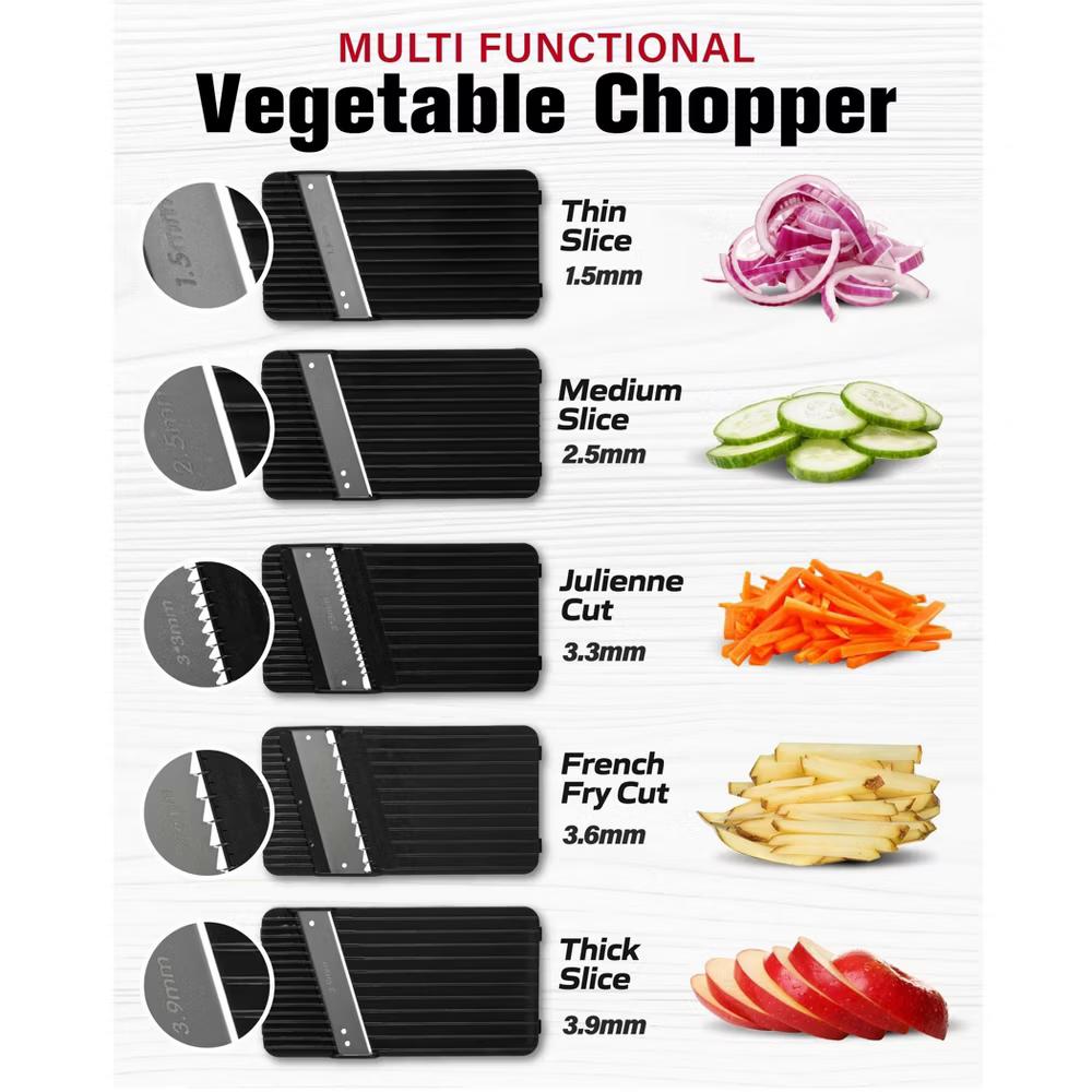 NutriSlicer Upright Mandoline Slicer – 5 Stainless Steel Blades, BPA-Free and Dishwasher Safe - Image 7