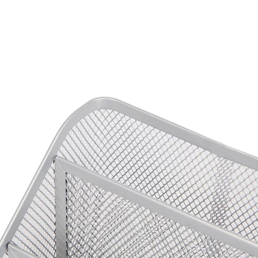 Mesh Medium Desktop Organizer Silver - Steel Desk Tool Holder, Office Supplies, 7"x7"x6" - Image 4
