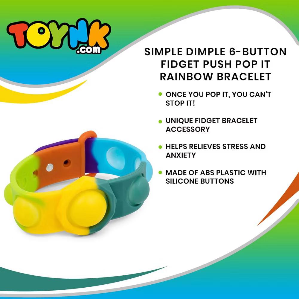 BOB Gift Push Pop Fidget Toy 6-Button Bracelet | Rainbow - Image 7