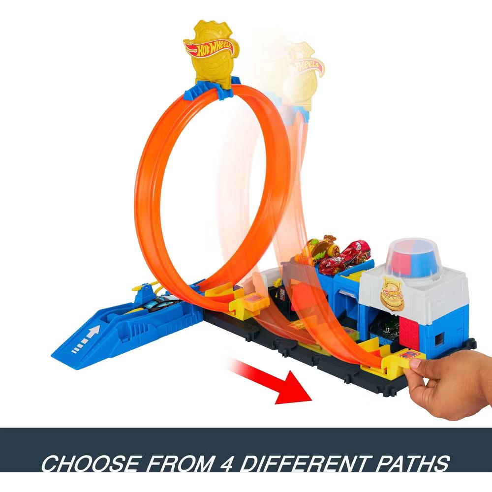 City Super Police Station Playset with Police Toy Car & Adjustable Track Loop 1:64 Scale - Image 3