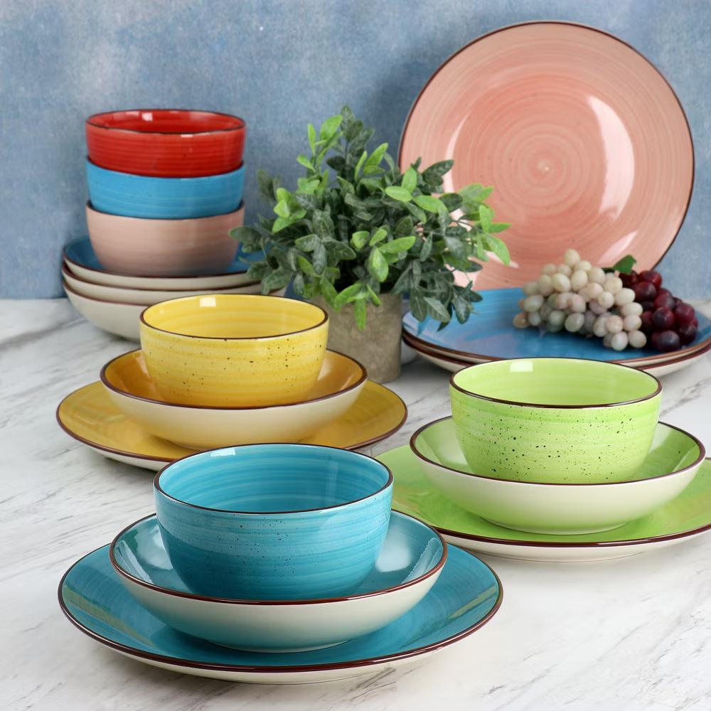 Sebastian 18 Piece Double Bowl Stoneware Dinnerware Set in Assorted Colors - Image 7