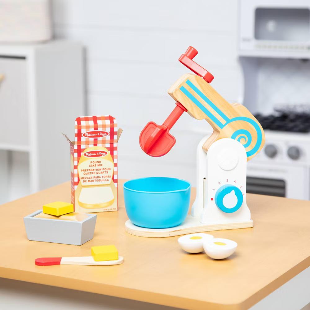 Wooden Make-a-Cake Mixer Set (11pc) - Play Food and Kitchen Accessories - Image 3