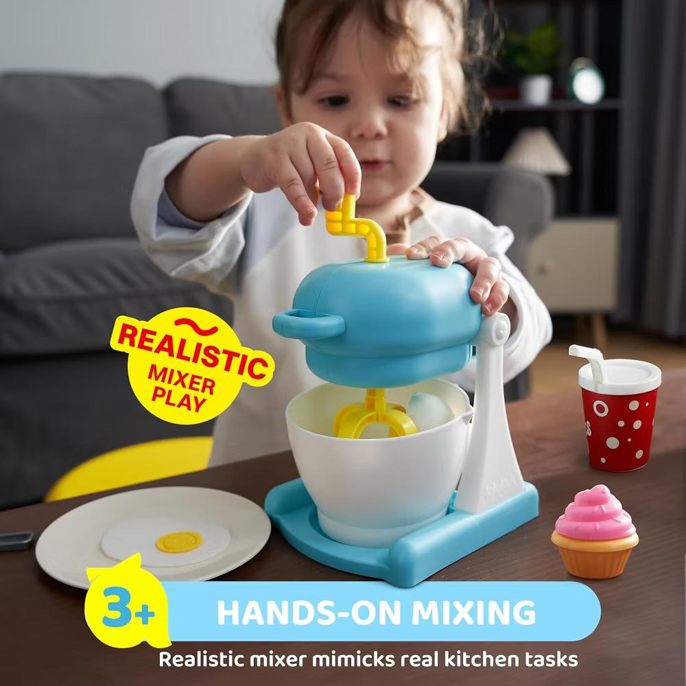 16Pcs Whisk n' Bake Bakery Mixer Playset, Pretend Play Kitchen Toys for Girls Boys, Easter Birthday Gift for Kids 3 4 5 6 Years Old - Image 6