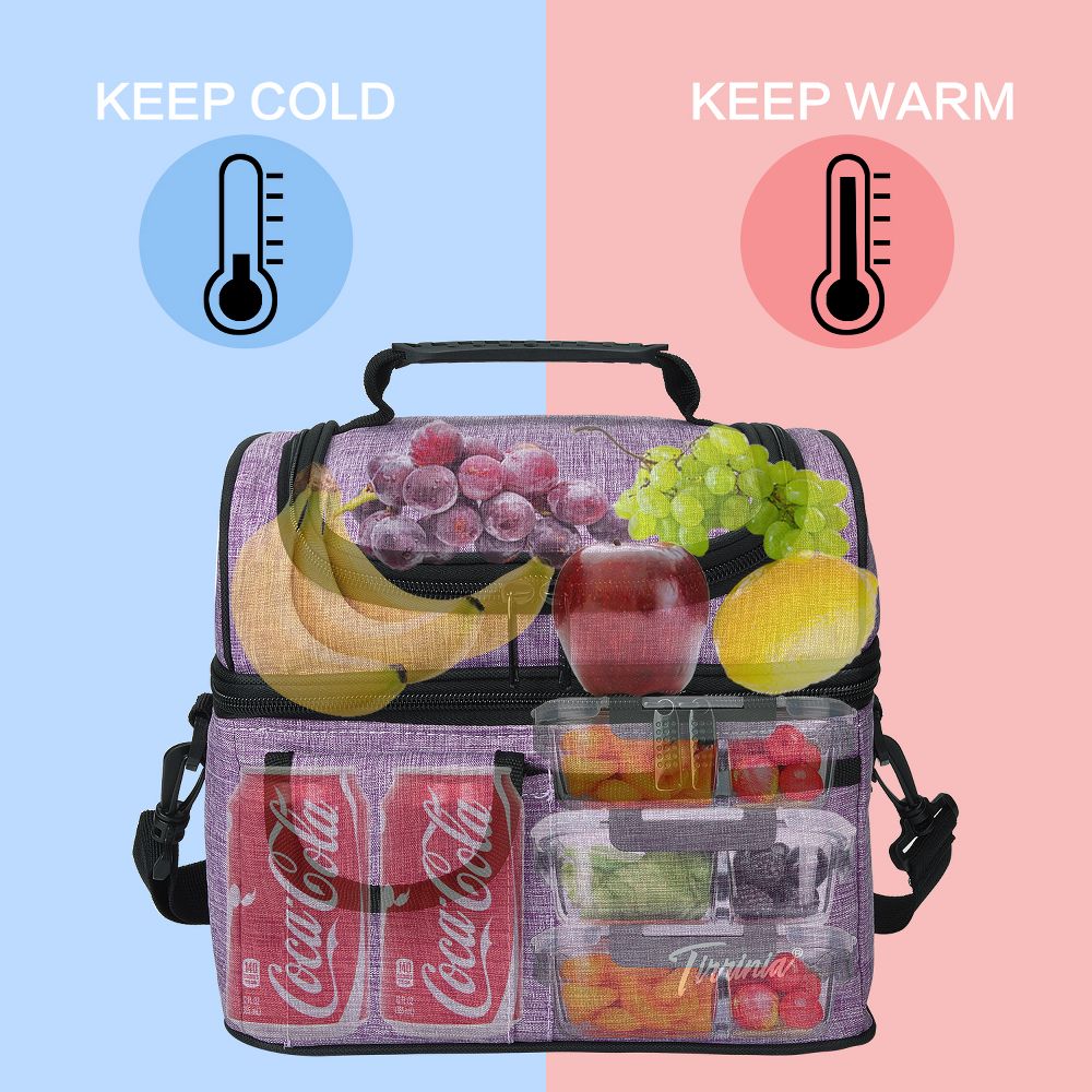 Dual Compartment Insulated Lunch Bag, Leakproof Lunch Tote with Front Pocket, Insulated Lunch Cooler Bag with Back Mesh Pocket - Image 43