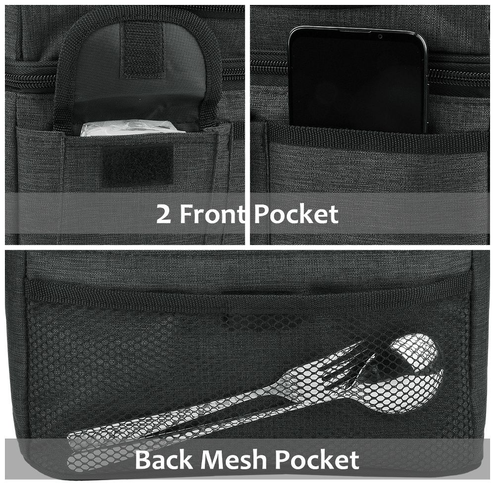 Dual Compartment Insulated Lunch Bag, Leakproof Lunch Tote with Front Pocket, Insulated Lunch Cooler Bag with Back Mesh Pocket - Image 11