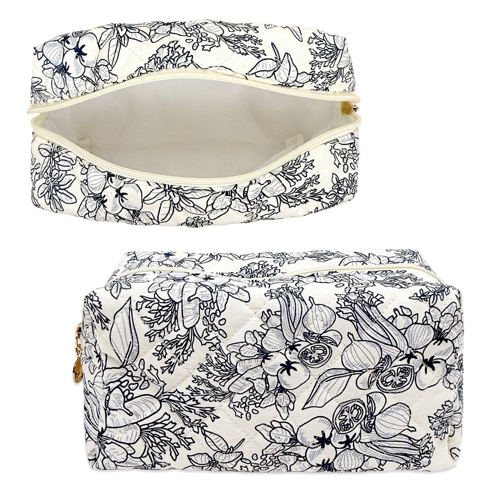 Floral Quilted Makeup Bag, Cosmetic Toiletry Travel Bag, Pencil Pouch - Image 16