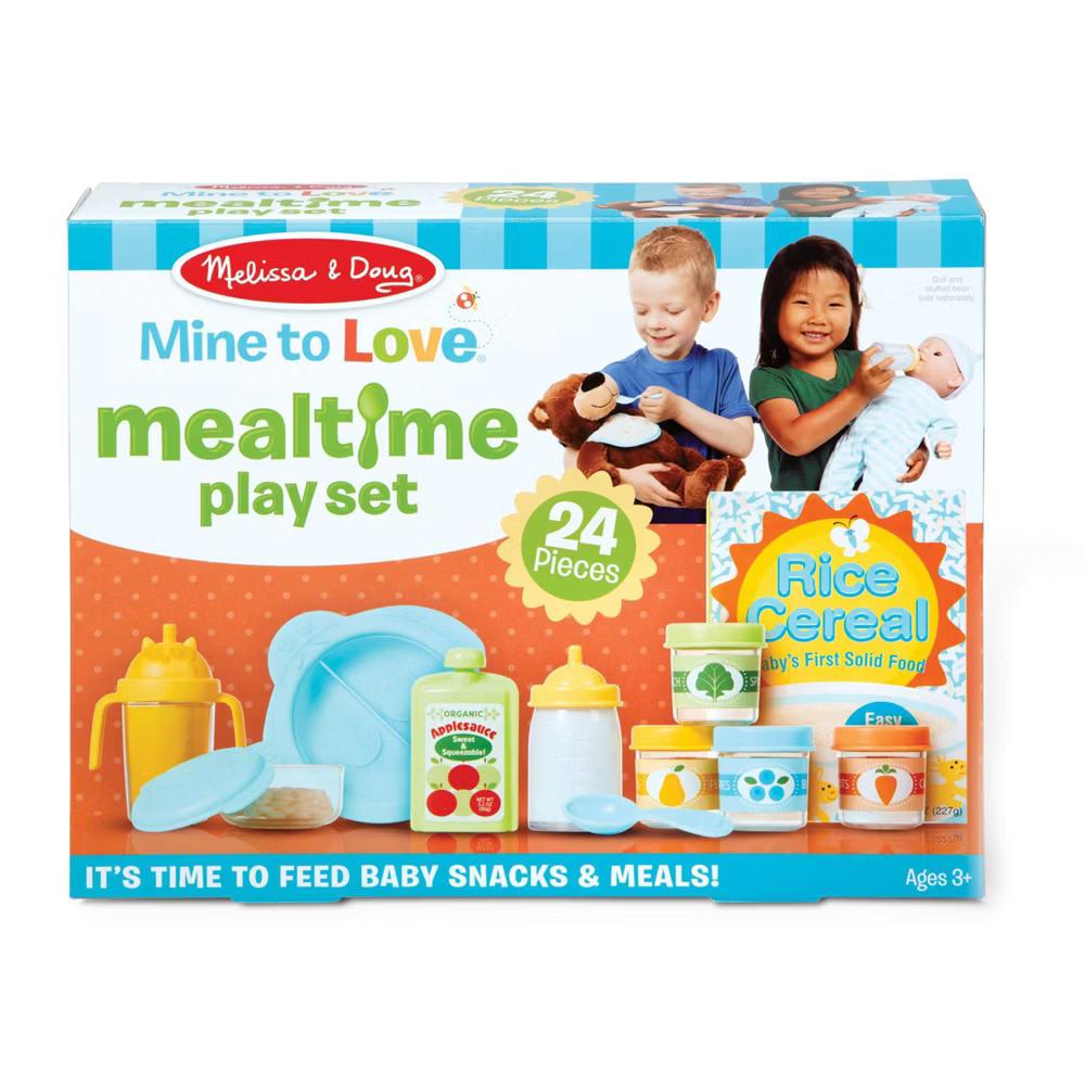 Mine to Love Mealtime Play Set for Dolls with Bottle, Pretend Baby Food Jars, Snack Pouch - 24pc - Image 4