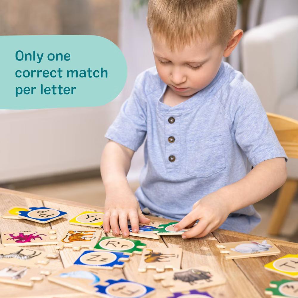 Self-Correcting Alphabet Wooden Puzzles with Storage Box 52pc: Educational Toddler Toy, Language & Motor Skills - Image 7