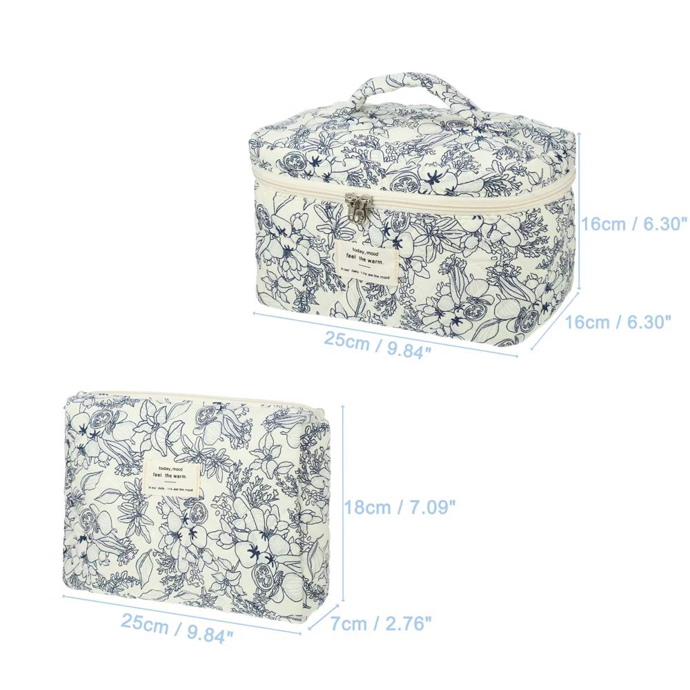 Women's Quilted Makeup Bag Large Capacity Cosmetic Bag White 2 Pcs - Image 10
