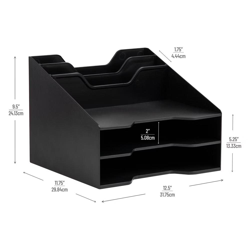3-Tier Plastic Desk Organization Set Black - Image 2
