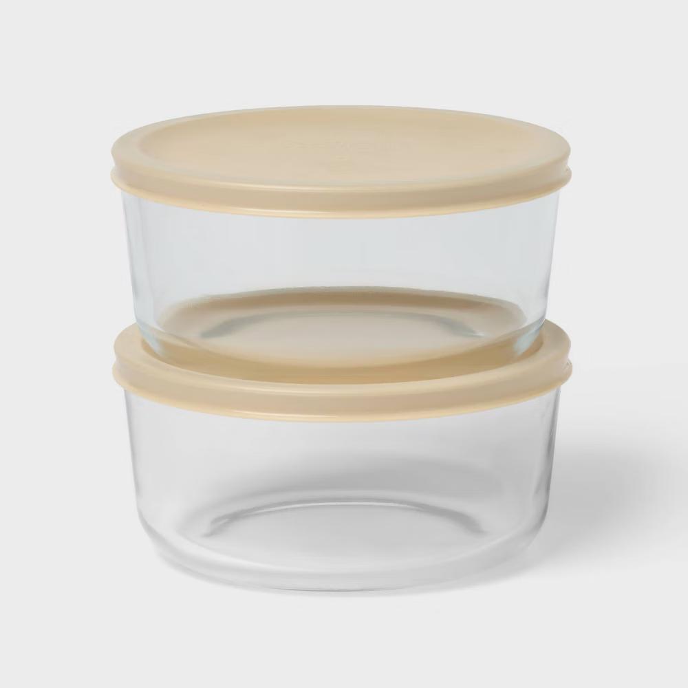 4pc (Set of 2) Round Glass Food Storage Container Set - Image 4