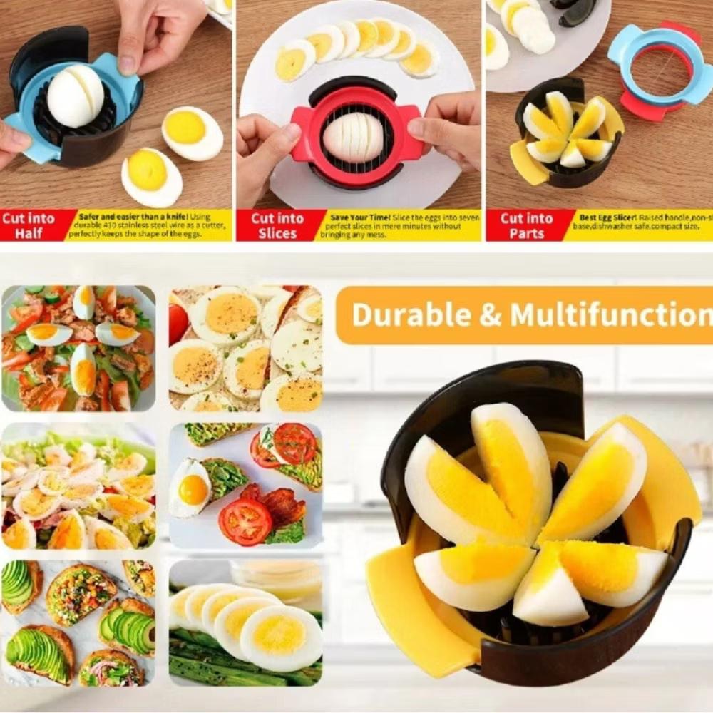 Home Collection 3 in 1 Egg Slicer Cutter and Strawberry Divider Kitchen Tool - Image 4