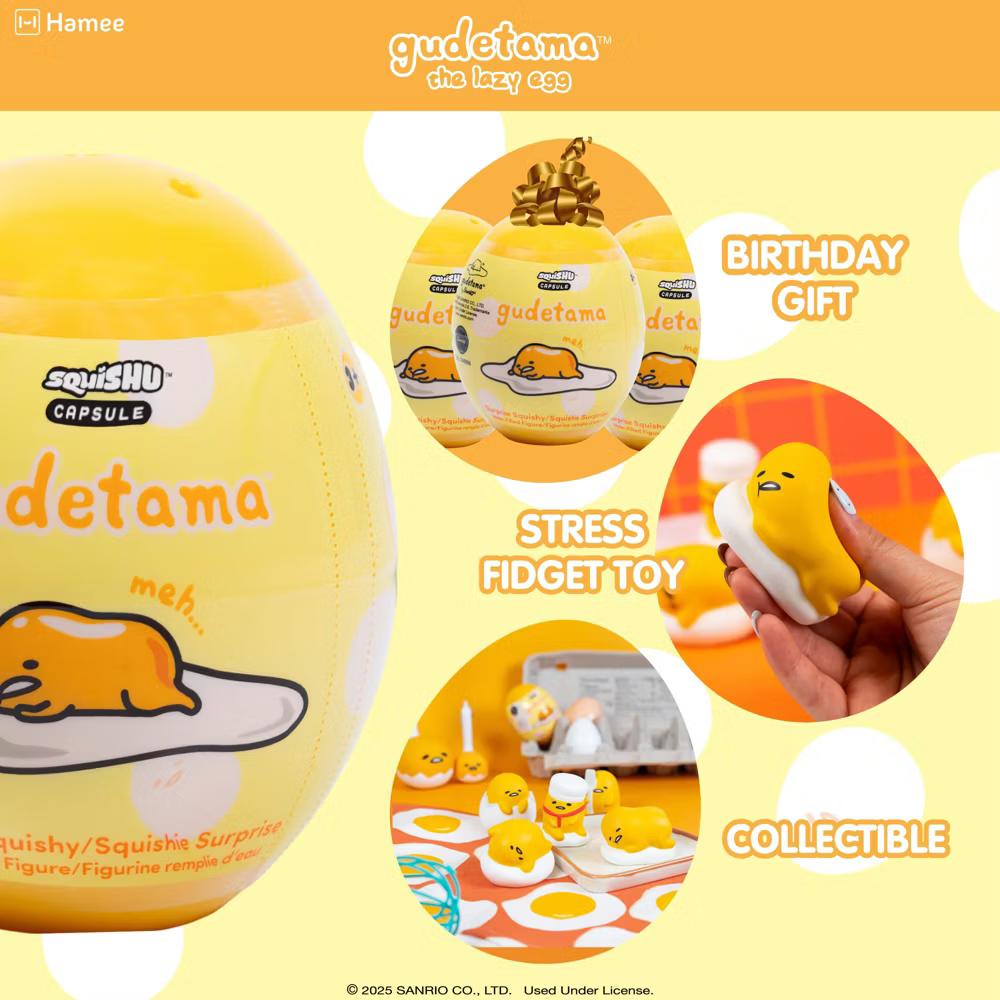 Capsule Gudetama SquiSHU Surprised Blind Toy Squishy Collectible Figurine Series 2 - Image 5