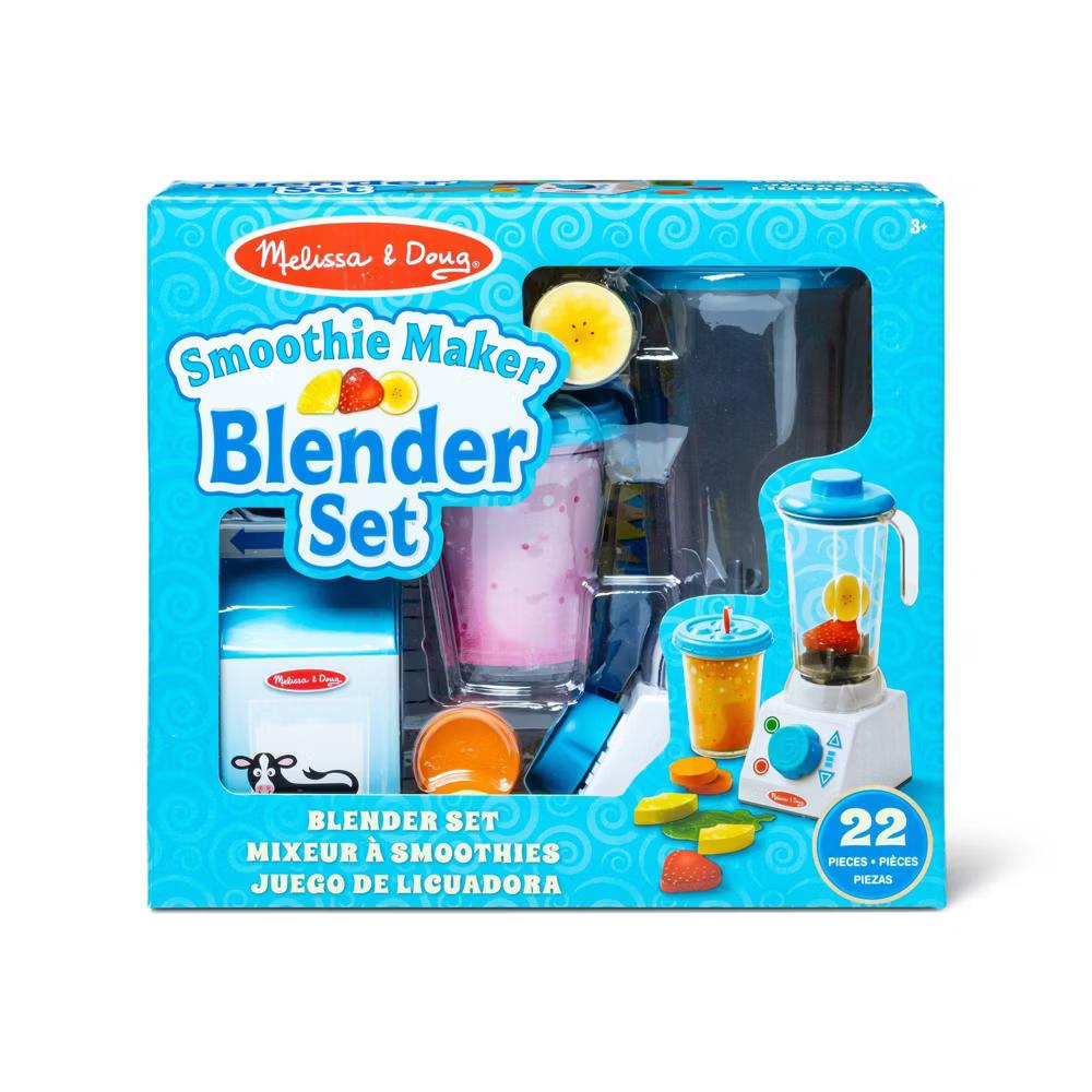 22pc Smoothie Maker Blender Set: Pretend Kitchen Accessories, Creative Educational Play Food