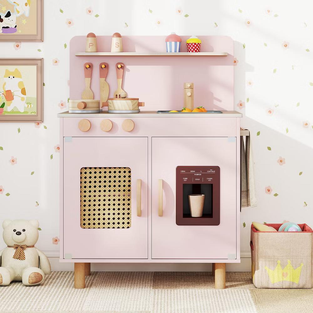 Play Kitchen w/Realistic Ice Maker Stove Accessories & Water Sink Storage - Image 6