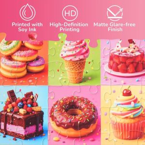 100 Piece Jigsaw Puzzles for Kids 4-8, Rainbow Dessert Party, 15.75"x 11.75"