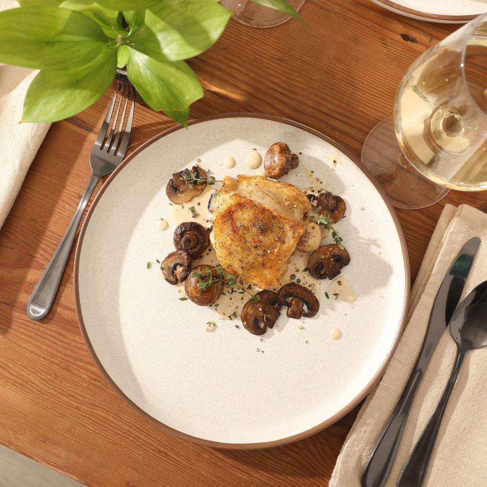 Abbey Circle 12 Piece (Service for 4) Plates and Bowls Reactive Matte Glaze Dishes Stoneware Ceramic Dinnerware Set - Image 3