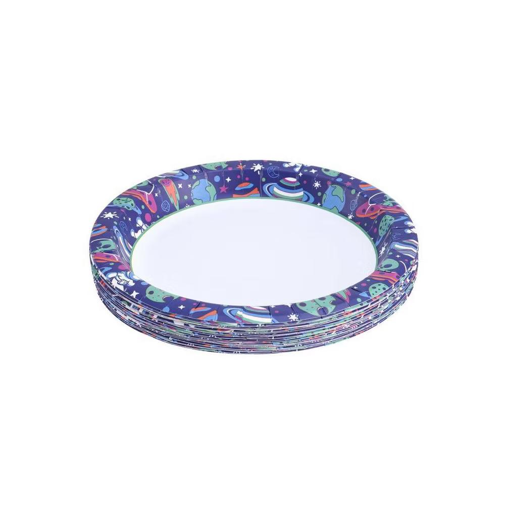 for kids' Space Alien Disposable Paper Plates 8.5" - 24ct - Image 2