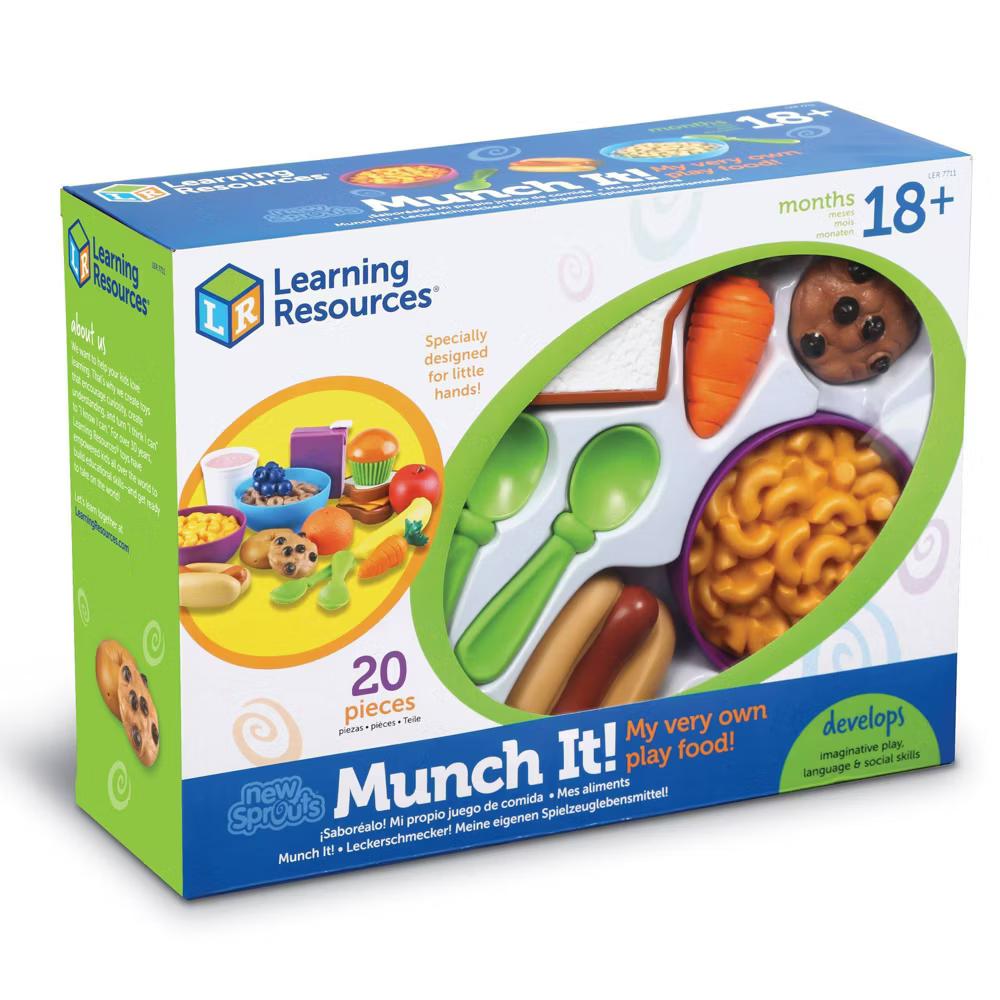 New Sprouts Munch It: Play Food Set for Creative Pretend Play, 20-Piece Toy Kitchen Accessories