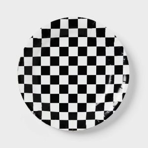 20ct Checkered Dinner Paper Plates