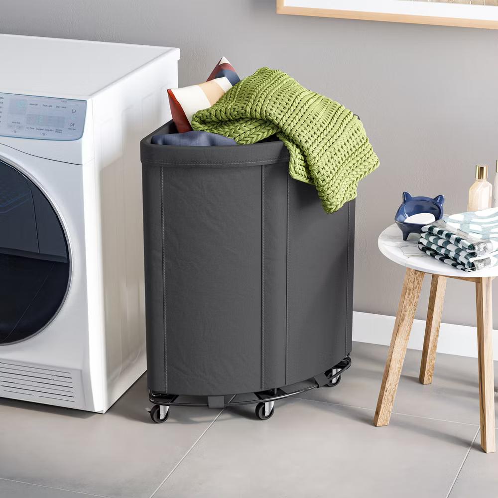 Seville Classics Heavy-Duty Rolling Corner Laundry Room Hamper - Image 6