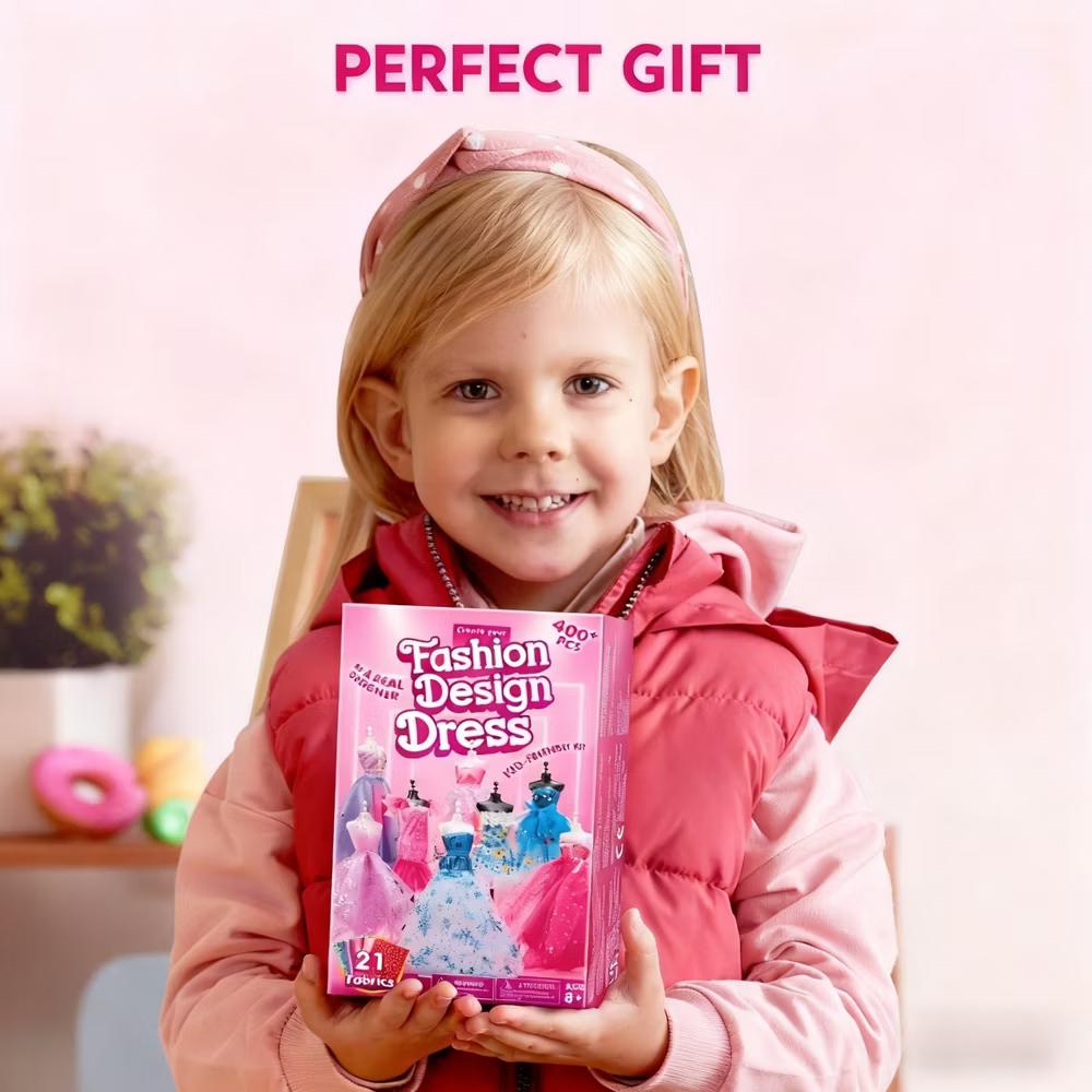 400+ Pcs Fashion Design Kit, Sewing Kit for Kids Age 8-12, DIY Arts & Crafts, Creative Girl Toys Ideal Birthday Gift for Young Girls - Image 7