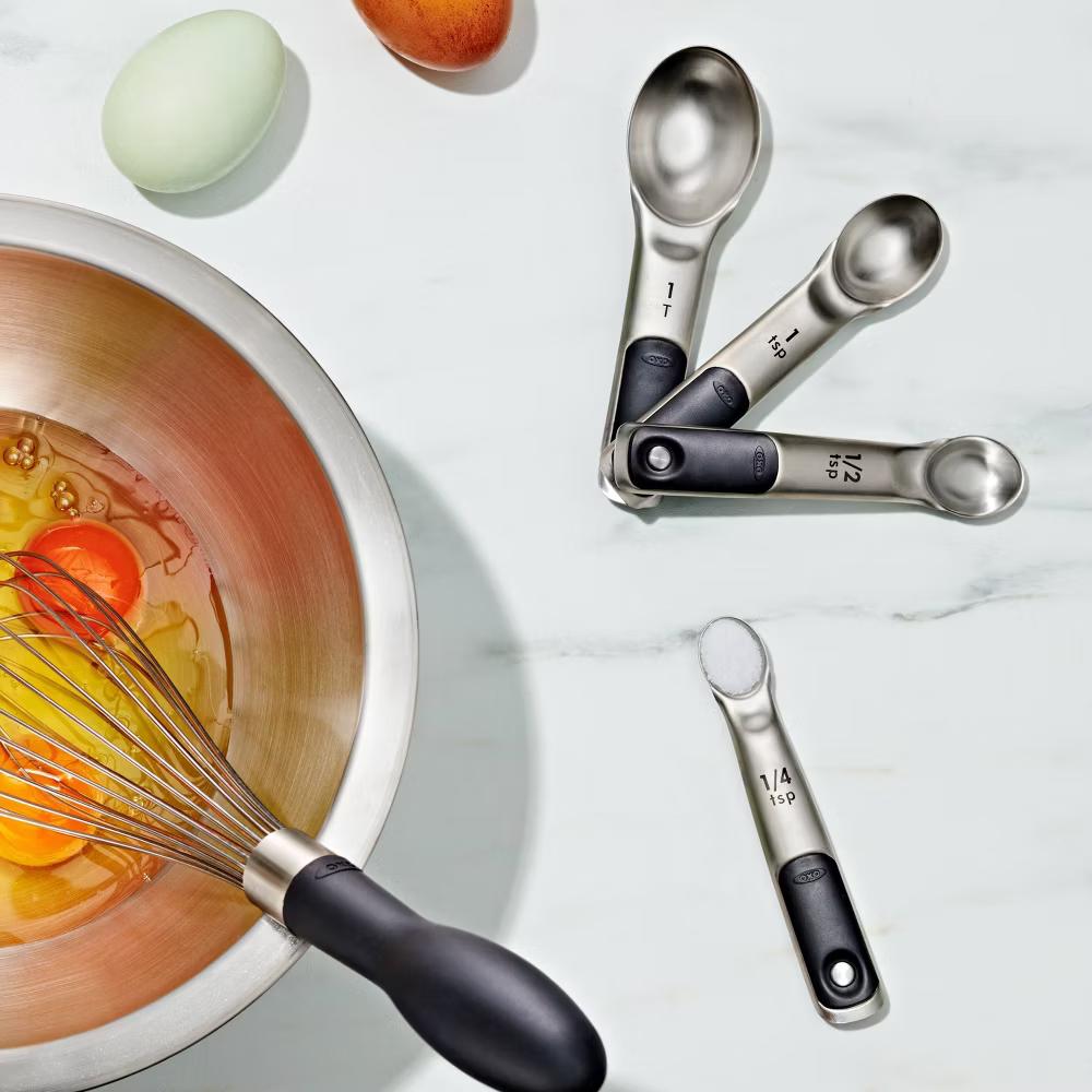 4pc Stainless Steel Magnetic Measuring Spoons Black: Nesting Design, Dishwasher-Safe, Includes Teaspoon & Tablespoon - Image 4