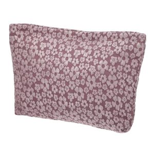 Portable Travel Floral Canvas Zipper-Closure Makeup Bag 1 Pc