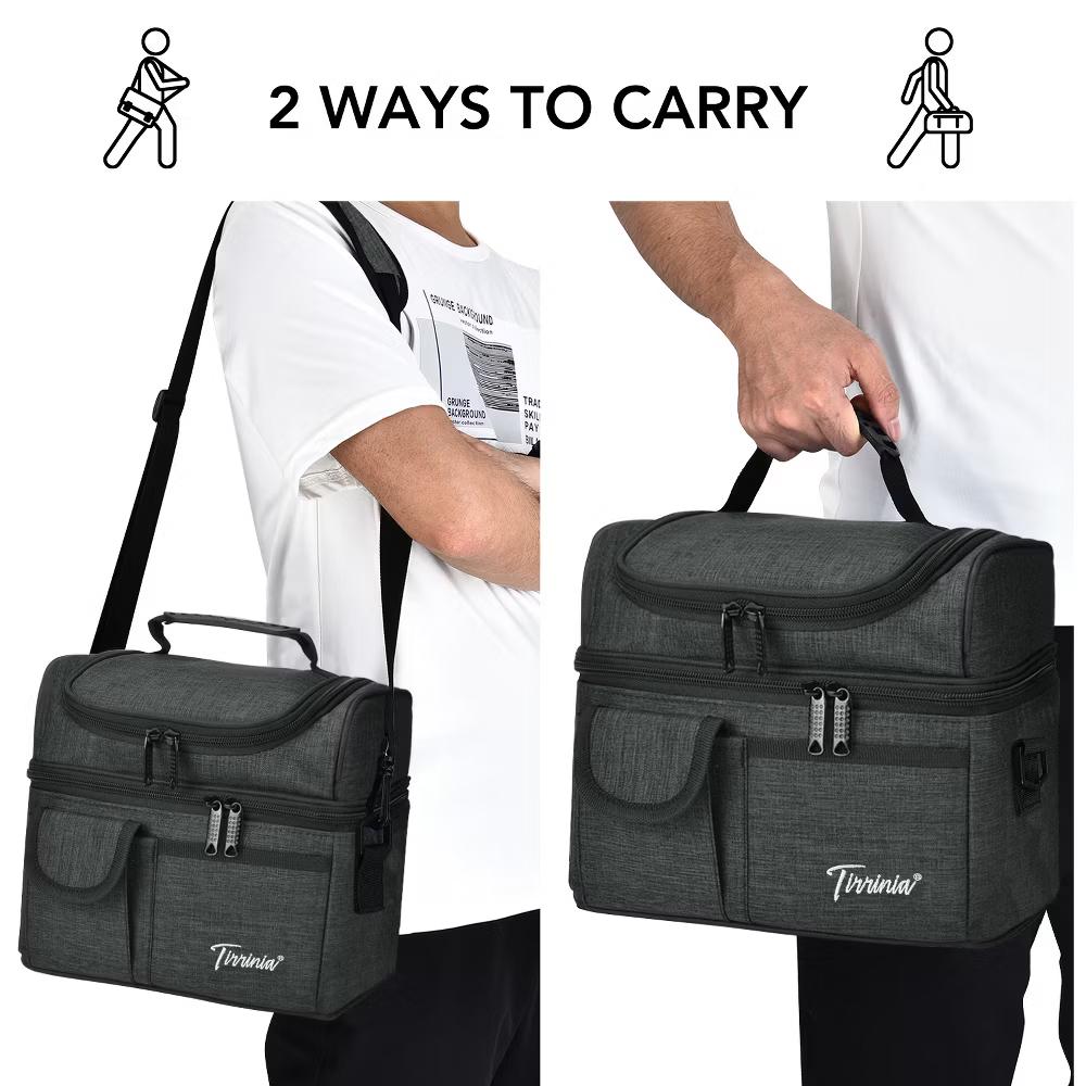 Dual Compartment Insulated Lunch Bag, Leakproof Lunch Tote with Front Pocket, Insulated Lunch Cooler Bag with Back Mesh Pocket - Image 10