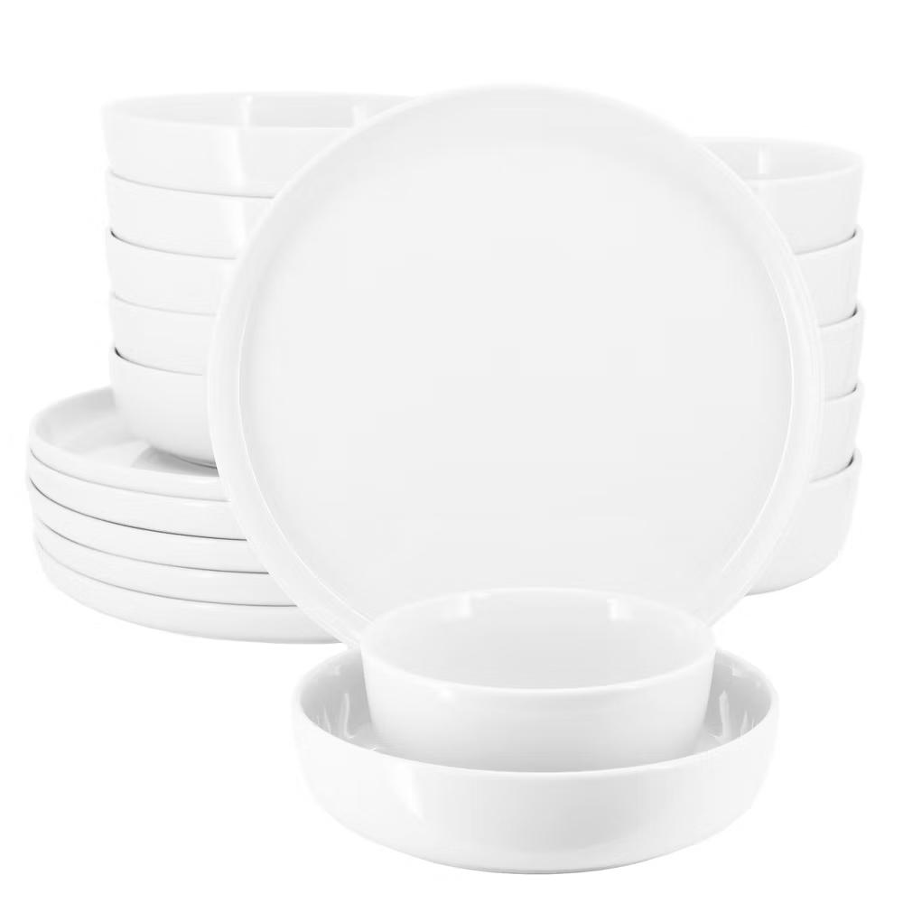 Duncan 18 Piece Porcelain Dinnerware Set in White - Image 16