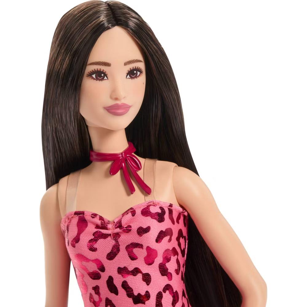 Fashionistas Doll #246 with Pink Leopard Print Dress, Black Hair - Image 6