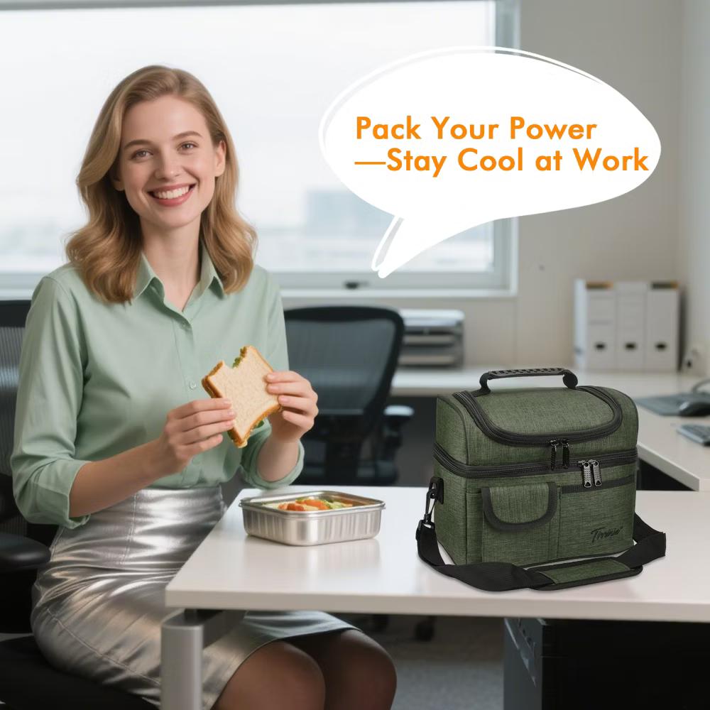 Dual Compartment Insulated Lunch Bag, Leakproof Lunch Tote with Front Pocket, Insulated Lunch Cooler Bag with Back Mesh Pocket - Image 36