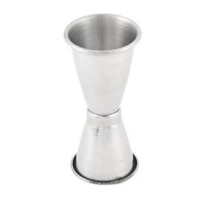 Stainless Steel Double-sided Liquid Silver Tone Measuring Cup 2" x 4" Silver Tone 1 Pc
