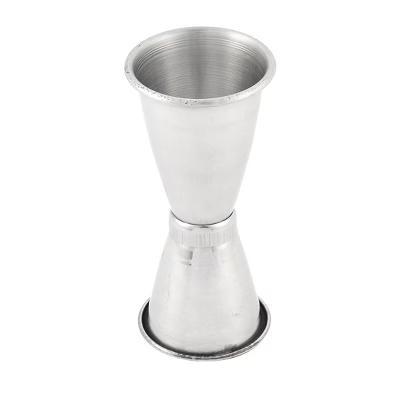Stainless Steel Double-sided Liquid Silver Tone Measuring Cup 2" x 4" Silver Tone 1 Pc