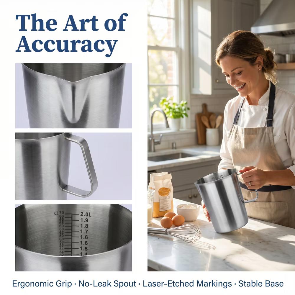 Measuring Cup, 1 Cup Stainless Steel Measuring Cup with Easy Read Lines for Baking Recipes - Image 28