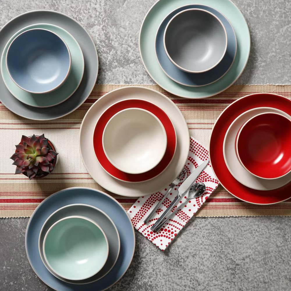 Rockaway 12 piece Dinnerware Set, Plates and Bowls Service for 4 - Image 4