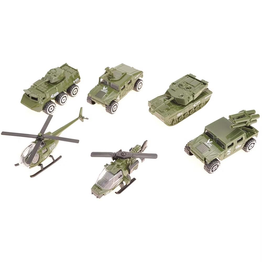 JuzToys 6pcs Military Toys Diecast Cars – Military Tank, Truck, Panzer, Anti-Aircraft Vehicle, and Attack Helicopter, Army Toys for Kids - Image 4
