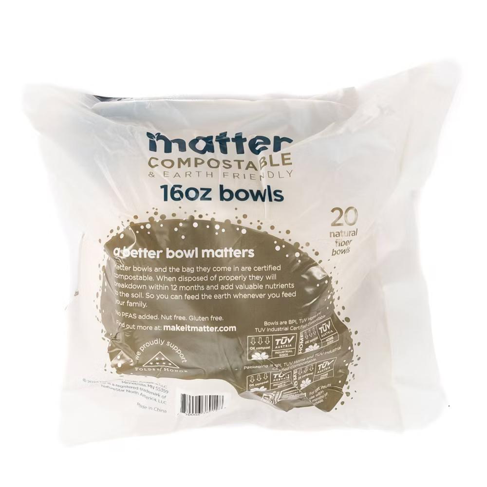 Compostable Fiber Disposable Bowls - Natural - 16oz/20ct - Image 9